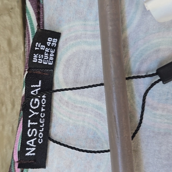 Nasty Down Blue Mod Print Long Sleeve Stretch Cut Out Dress 8 - Picture 7 of 10